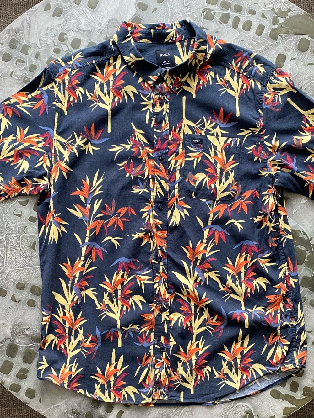 RVCA Men’s Short-Sleeve Floral Button-Up Shirt